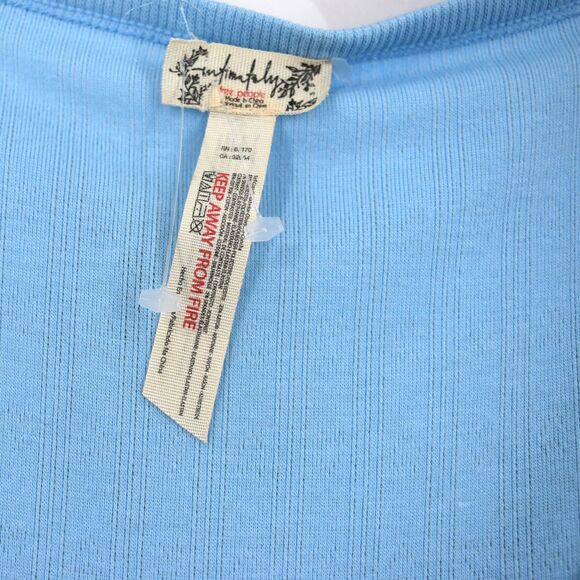 Free People Weekend Vibe Pajama Top Long Sleeve Button Neck Chambray Size Small - Picture 5 of 9